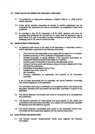 Do no. 12, s. 2012 revised guideline on hiring of teacher