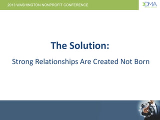 2013 WASHINGTON NONPROFIT CONFERENCE
The Solution:
Strong Relationships Are Created Not Born
 