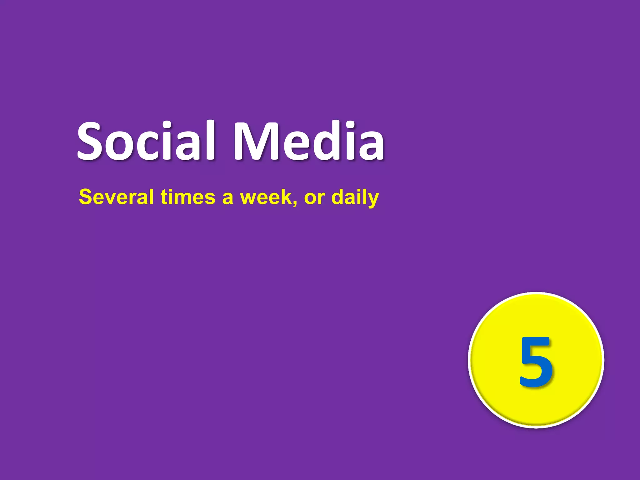 5
Social Media
Several times a week, or daily
 