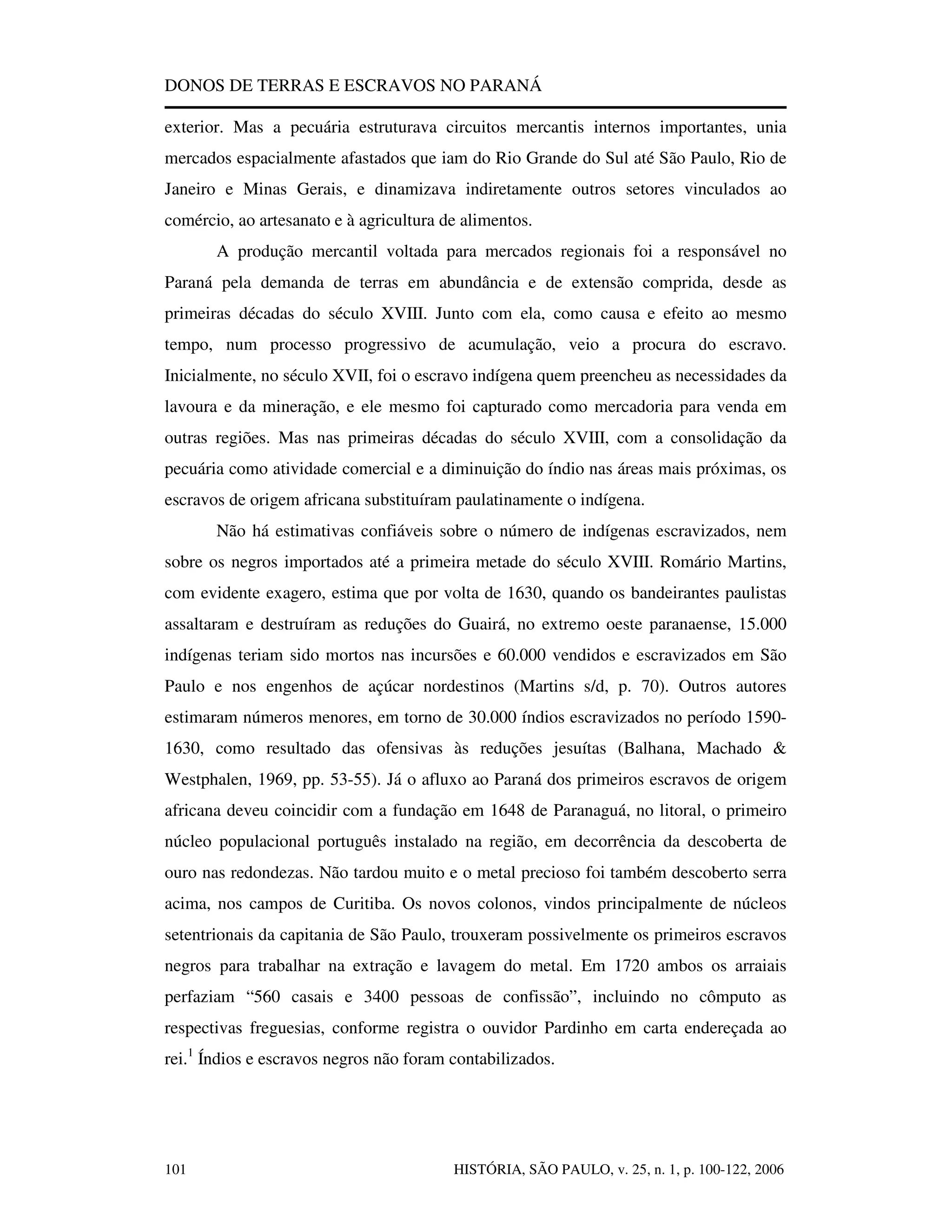 Donos De Terras E Escravos No Paraná