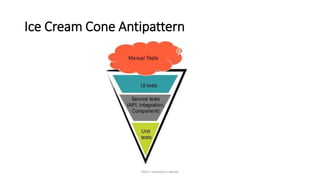 Ice Cream Cone Antipattern
Don't reinvent a wheel
 