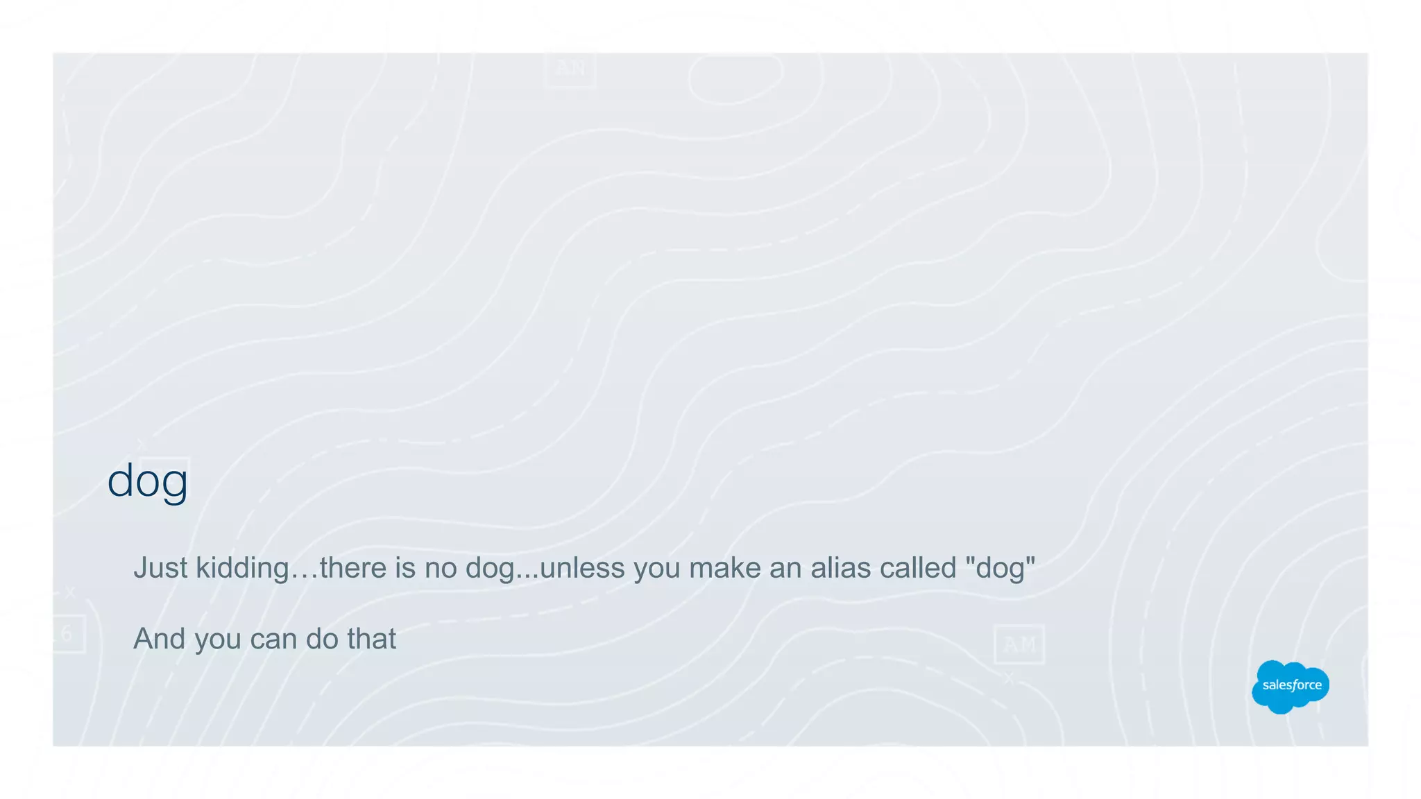 dog
Just kidding…there is no dog...unless you make an alias called "dog"
And you can do that
 