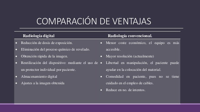 Resultado de imagen para radiografia convencional y digital