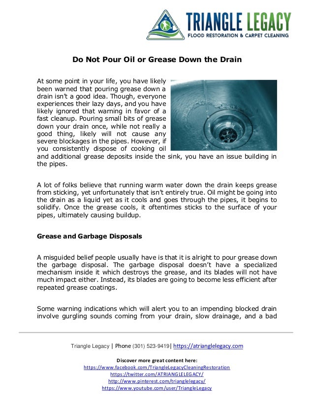 Do Not Pour Oil or Grease Down the Drain