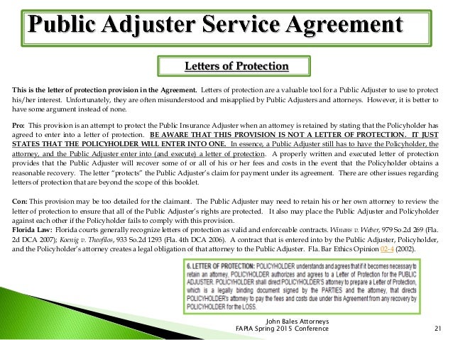 dont drop the ball on contract requirements and performance for pub letter of protection from attorney