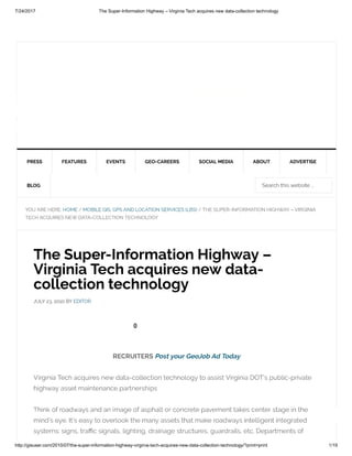 The Super-Information Highway - Virginia Tech Acquires New Data-Collection Technology