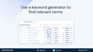 Business Proprietary & Confidential | 41
Use a keyword generator to
find relevant terms
 