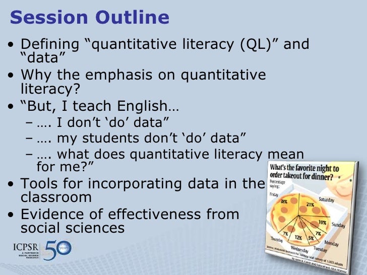 Quantitative Literacy Don't be afraid of data (in the classroom)!