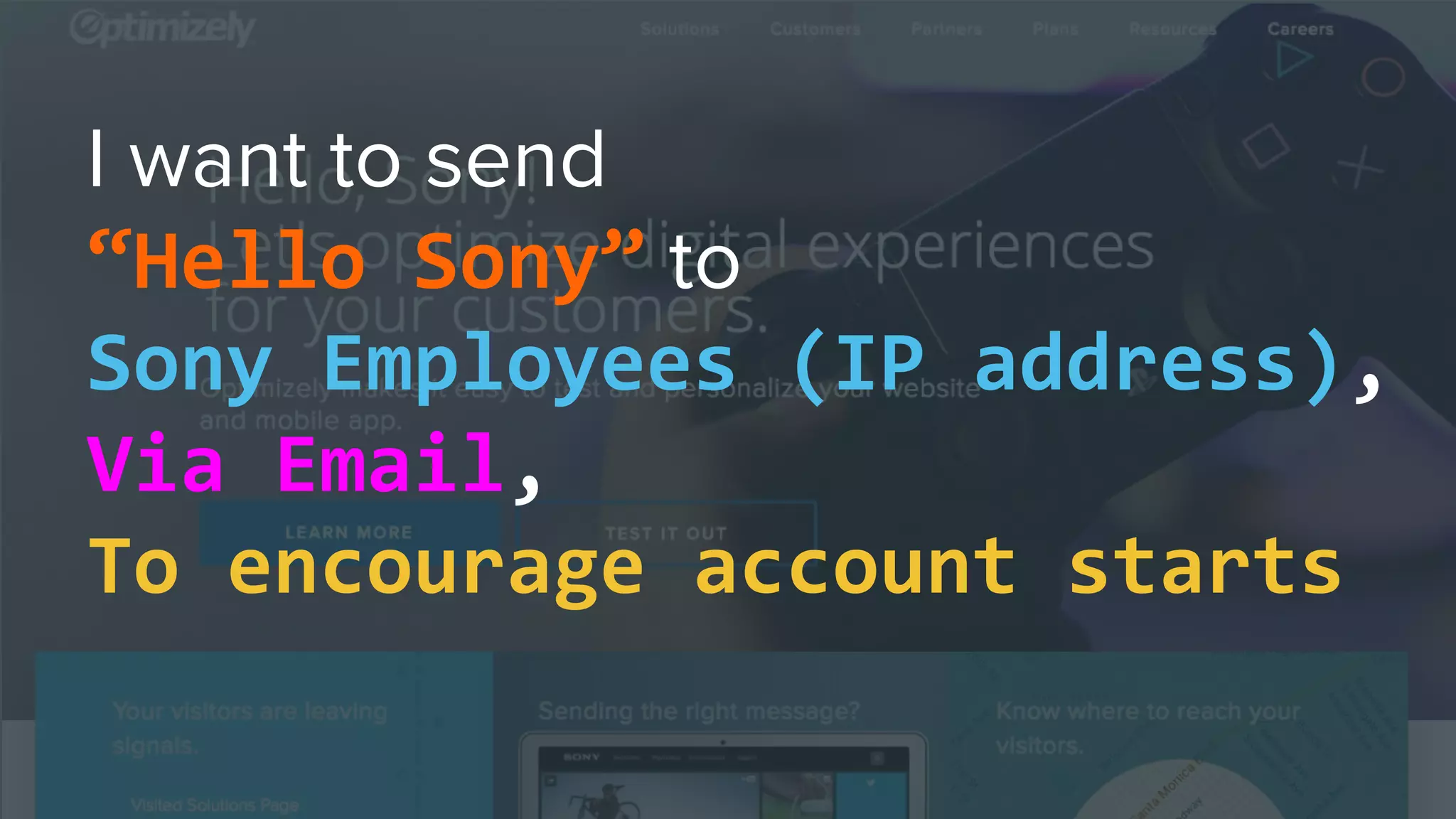 “Hello Sony”
Sony Employees (IP address),
Via Email,
To encourage account starts
 