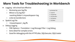 Don’t Bug Out! The Ins and Outs of Debugging FME Workflows | PDF