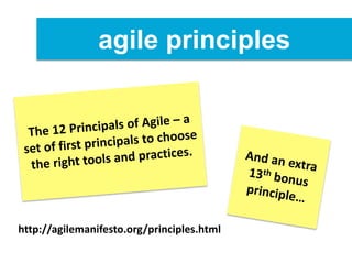 agile principles
http://agilemanifesto.org/principles.html
 