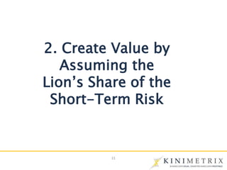 11
2. Create Value by
Assuming the
Lion’s Share of the
Short-Term Risk
 