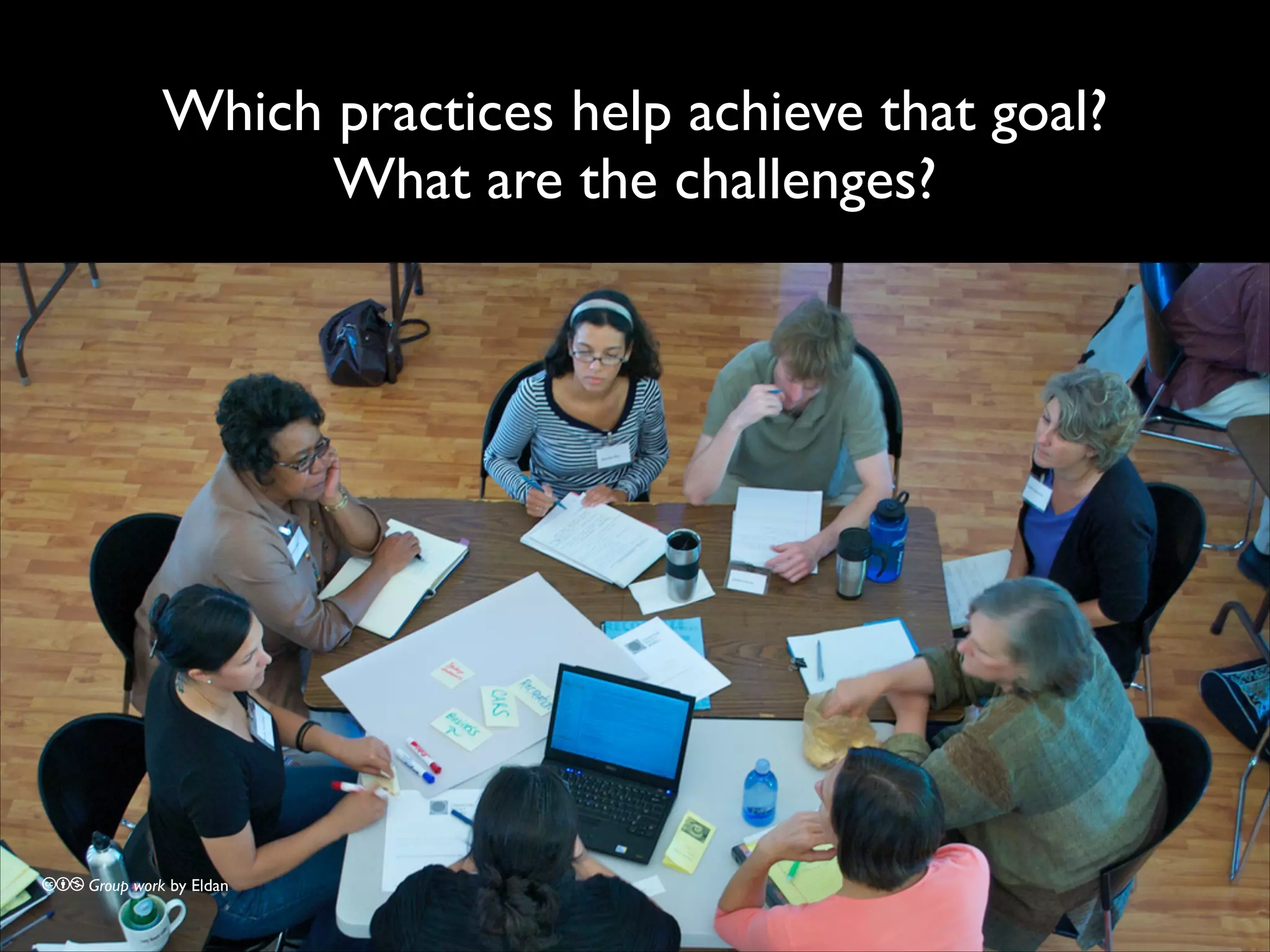 Which practices help achieve that goal?!
What are the challenges?

cbn Group work by Eldan

 