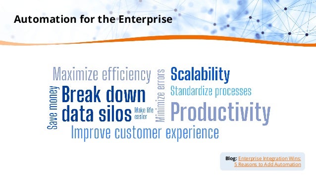 Automation for the Enterprise
Blog: Enterprise Integration Wins:
5 Reasons to Add Automation
 