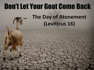 Don’t Let Your Goat Come Back
The Day of Atonement
(Leviticus 16)
 