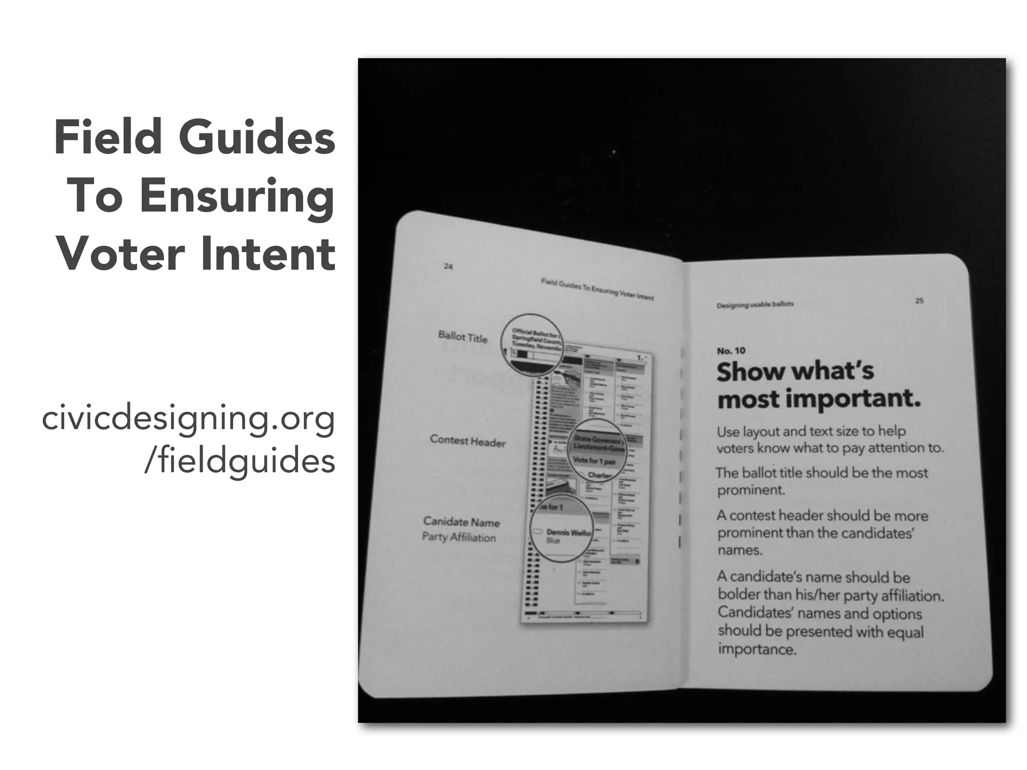 Field Guides
To Ensuring
Voter Intent
civicdesigning.org
/ﬁeldguides
 