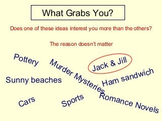 What Grabs You?
Does one of these ideas interest you more than the others?
The reason doesn’t matter
Pottery Murder Myster...