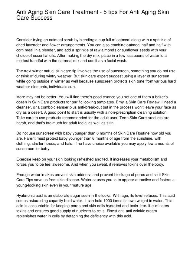 Anti Aging Skin Care Treatment 5 Tips For Anti Aging Skin - 