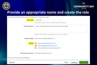 Provide an appropriate name and create the role
 