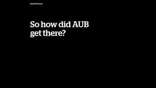 Bond & Coyne
So how did AUB
get there?
 