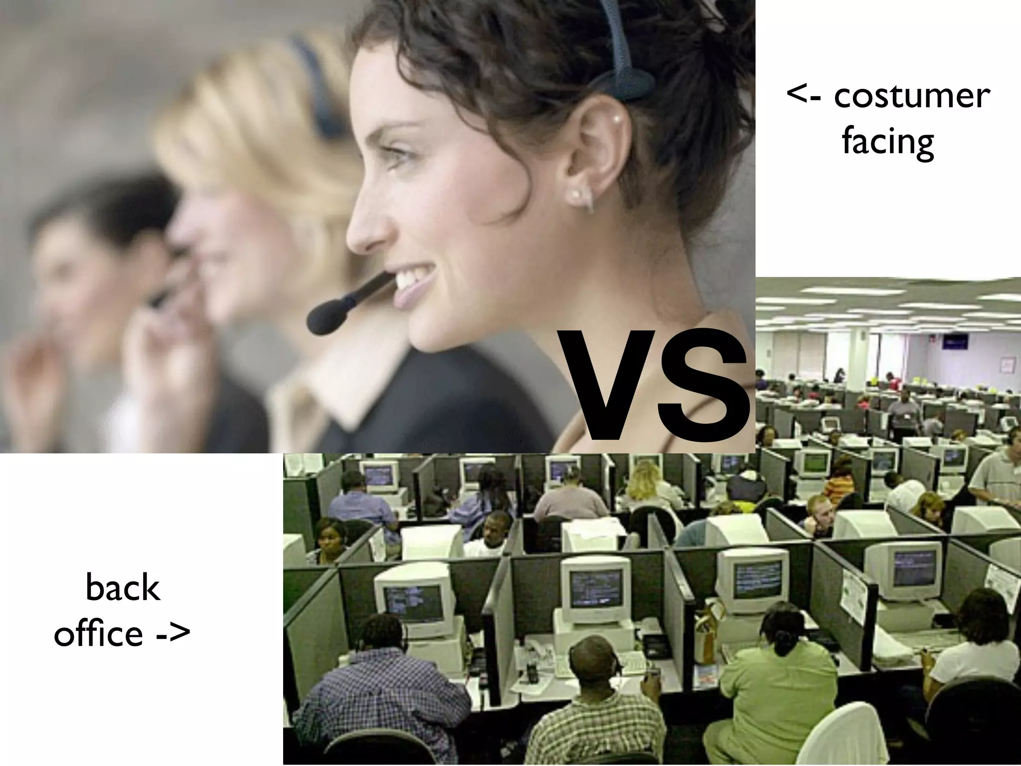 <- costumer
                   facing




           VS
  back
ofﬁce ->
 