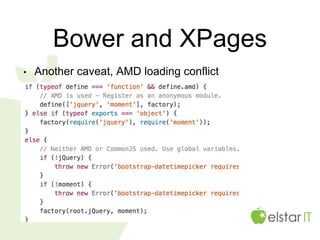 Bower and XPages
• Another caveat, AMD loading conflict
 