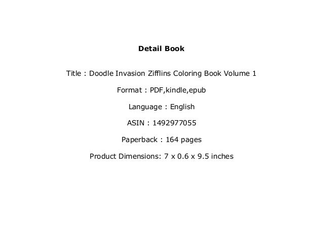 Download Pdf No Cost Library Doodle Invasion Zifflins Coloring Book Volume