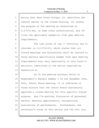 7$%' $:)$ /#* $:(## $:%'3*G ? %/#'$%;%#* $:#
*19E#2$ 7)$$#( ; $:# 20*#/ :#)(%'3! ? *$)$#*
$:# .1(.*# ; $:# 7##$%'3 )* )1$:(%F#/ %'
+?! ( *7# $:#( )1$:(%F)$%'! )'/ ?
2%$#* $:# )..0%2)90# ##7.$%' ;(7 .#' 7##$%'3
(#D1%(#7#'$*+
:# 0)*$ .%#2# ; 0)B  *$)$1$(5 0)B $
2'*%/#( %* +?! B:%2: *$)$#* $:)$ )00
20*#/ 7##$%'3* )'/ /%*21**%'* *:)00 9# 0%7%$#/ $
$:*# 7)$$#(* *.#2%;%2)005 ##7.$ ;(7 .#' 7##$%'3
(#D1%(#7#'$* )'/! ,#(5 %7.($)'$05 $ $:%* 1($C*
/#2%*%'! %/#'$%;%#/ %' $:# 7$%' (#D1%(#/ 95
19*#2$%' +
 %' $:# 7##$%'3 7%'1$#*! B:%2: %*
#*.'/#'$C* :%9%$ 179#(  ; $:# #2#79#( $:!
 ! 2:0 -)(/ 7##$%'3! %$ %* %'/%2)$#/ %'
$:*# 7%'1$#* $:)$ $:# 2:0 -)(/ 1')'%71*05
)..(,#/ ) 20*#/ 7##$%'3 ;( $:%* *.#2%;%2 *$)$#/
.1(.*#+ '/ C7 D1$%'3! %*21**%' ; .#(*''#0
7)$$#(* 7'$:05 )..%'$7#'$*! (#*%3')$%'*!
#,)01)$%'* ; .#(;(7)'2#?+ 1($:#(7(#! $:#
*#2(#$)(5C* '$#* ; $:%* 7$%' )'/ $:# (00 2)00
 
       *
 !
###$%$ ' ((($ !$!
 