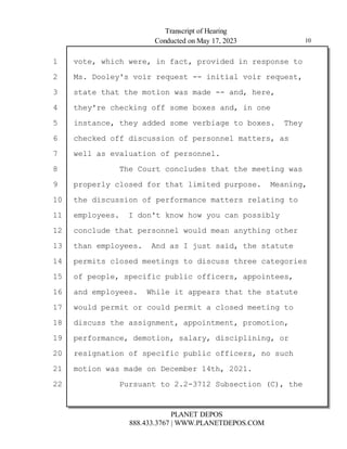 ,$#! B:%2: B#(#! %' ;)2$! .(,%/#/ %' (#*.'*# $
6*+ 0#5C* ,%( (#D1#*$  %'%$%)0 ,%( (#D1#*$!
*$)$# $:)$ $:# 7$%' B)* 7)/#  )'/! :#(#!
$:#5C(# 2:#2A%'3 ;; *7# 9#* )'/! %' '#
%'*$)'2#! $:#5 )//#/ *7# ,#(9%)3# $ 9#*+ :#5
2:#2A#/ ;; /%*21**%' ; .#(*''#0 7)$$#(*! )*
B#00 )* #,)01)$%' ; .#(*''#0+
:# 1($ 2'201/#* $:)$ $:# 7##$%'3 B)*
.(.#(05 20*#/ ;( $:)$ 0%7%$#/ .1(.*#+ 6#)'%'3!
$:# /%*21**%' ; .#(;(7)'2# 7)$$#(* (#0)$%'3 $
#7.05##*+ /'C$ A'B :B 51 2)' .**%905
2'201/# $:)$ .#(*''#0 B10/ 7#)' )'5$:%'3 $:#(
$:)' #7.05##*+ '/ )* E1*$ *)%/! $:# *$)$1$#
.#(7%$* 20*#/ 7##$%'3* $ /%*21** $:(## 2)$#3(%#*
; .#.0#! *.#2%;%2 .190%2 ;;%2#(*! )..%'$##*!
)'/ #7.05##*+ 4:%0# %$ )..#)(* $:)$ $:# *$)$1$#
B10/ .#(7%$ ( 210/ .#(7%$ ) 20*#/ 7##$%'3 $
/%*21** $:# )**%3'7#'$! )..%'$7#'$! .(7$%'!
.#(;(7)'2#! /#7$%'! *)0)(5! /%*2%.0%'%'3! (
(#*%3')$%' ; *.#2%;%2 .190%2 ;;%2#(*! ' *12:
7$%' B)* 7)/# ' #2#79#( $:!  +
1(*1)'$ $ + 19*#2$%' ?! $:#
 
       
 !
###$%$ ' ((($ !$!
 