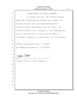 ! 8(/)' 00%'*! $:# ;;%2#( 9#;(#
B:7 $:# ;(#3%'3 .(2##/%'3* B#(# $)A#'! /
:#(#95 2#($%;5 $:)$ *)%/ .(2##/%'3* B#(#
#0#2$('%2)005 (#2(/#/ 95 7#G )'/ $:)$ )7
'#%$:#( 21'*#0 ;(! (#0)$#/ $! '( #7.05#/ 95
)'5 ; $:# .)($%#* $ $:%* 2)*# )'/ :),# '
%'$#(#*$! ;%')'2%)0 ( $:#(B%*#! %' %$* 1$27#+
$)(5 #3%*$()$%' + 
65 77%**%' .%(#* J J 
KKKKKKKKKKKKKKKKKKKKKKKKKKKKKKKKK
8(/)' 00%'*! 1($ #.($#(
 
       %
 !
###$%$ ' ((($ !$!
 