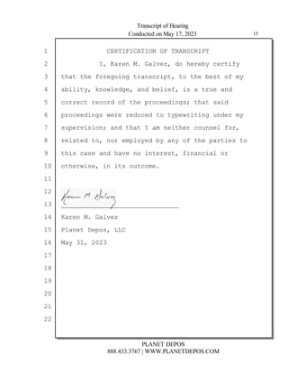 ! )(#' 6+ )0,#F! / :#(#95 2#($%;5
$:)$ $:# ;(#3%'3 $()'*2(%.$! $ $:# 9#*$ ; 75
)9%0%$5! A'B0#/3#! )'/ 9#0%#;! %* ) $(1# )'/
2((#2$ (#2(/ ; $:# .(2##/%'3*G $:)$ *)%/
.(2##/%'3* B#(# (#/12#/ $ $5.#B(%$%'3 1'/#( 75
*1.#(,%*%'G )'/ $:)$ )7 '#%$:#( 21'*#0 ;(!
(#0)$#/ $! '( #7.05#/ 95 )'5 ; $:# .)($%#* $
$:%* 2)*# )'/ :),# ' %'$#(#*$! ;%')'2%)0 (
$:#(B%*#! %' %$* 1$27#+
KKKKKKKKKKKKKKKKKKKKKKKKKKKKKKK
)(#' 6+ )0,#F
0)'#$ #.*! 
6)5 !  
 
       )
 !
###$%$ ' ((($ !$!
 