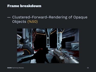 Frame breakdown
— Clustered-Forward-Rendering of Opaque
Objects (%50)
DOOM Technical Review 25
 