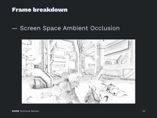 Frame breakdown
— Screen Space Ambient Occlusion
DOOM Technical Review 32
 