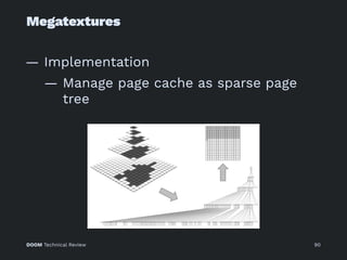 Megatextures
— Implementation
— Manage page cache as sparse page
tree
DOOM Technical Review 90
 