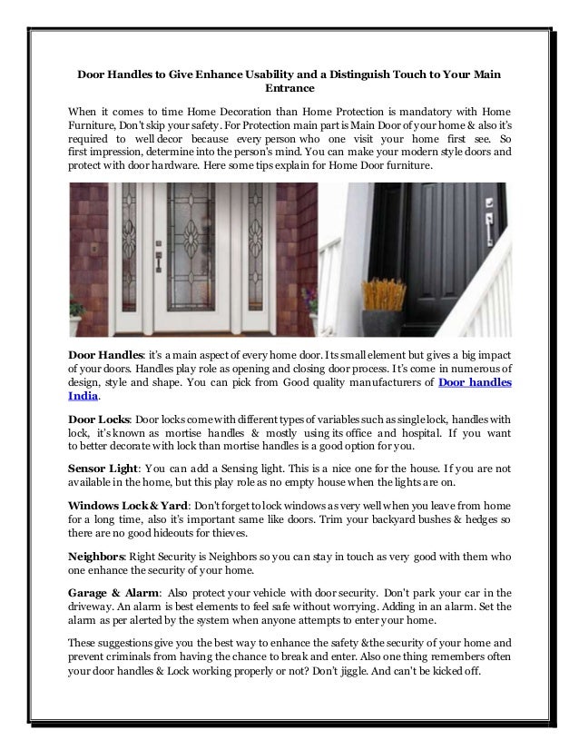 Door Handles To Give Enhance Usability And A Distinguish