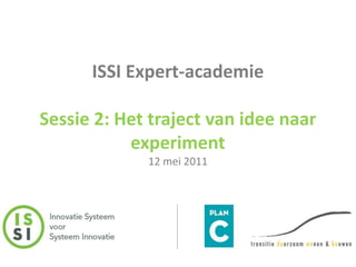 ISSI Expert-academieSessie 2: Het traject van idee naar experiment12 mei 2011 