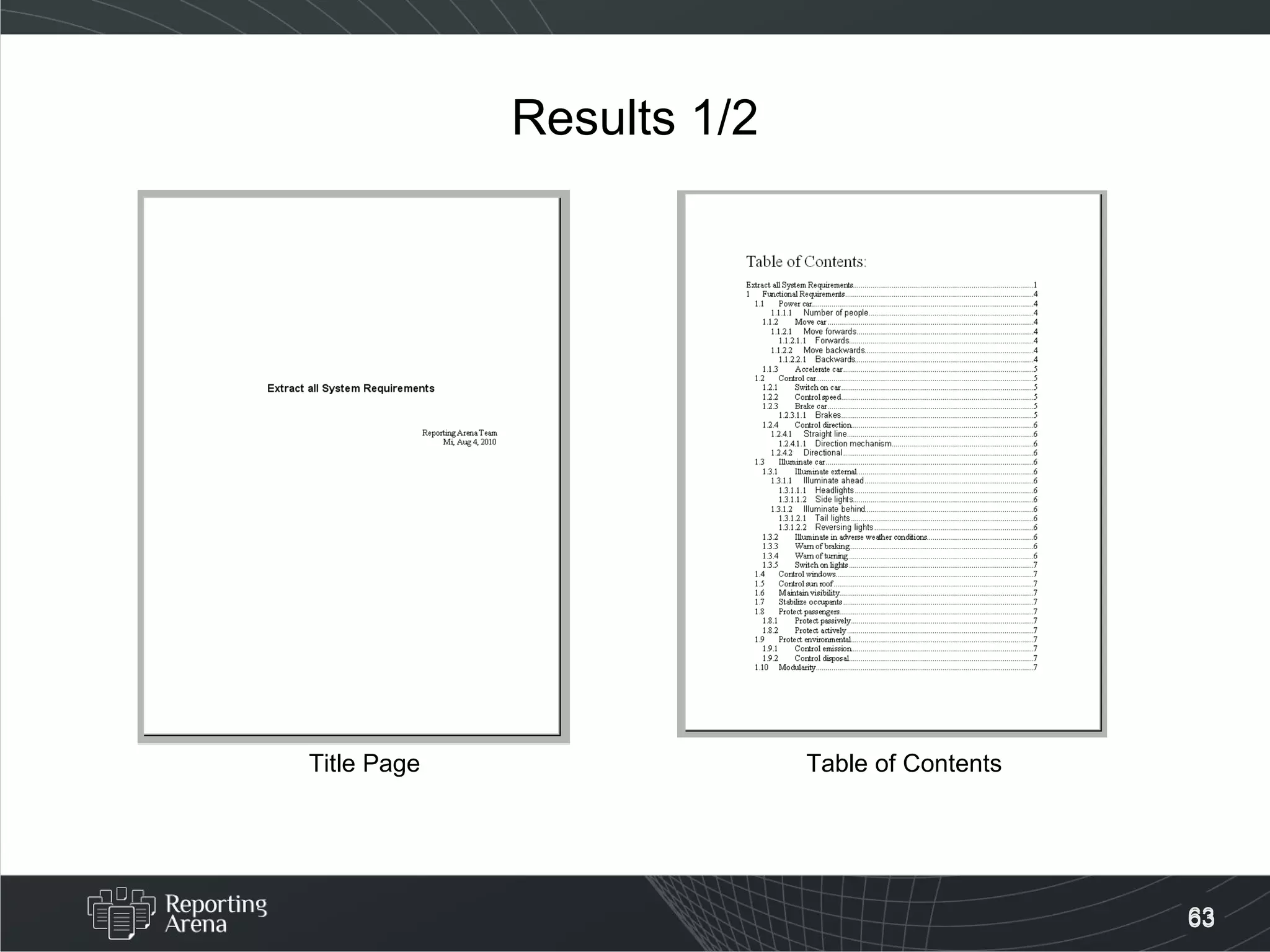 Results 1/2 Title Page Table of Contents 