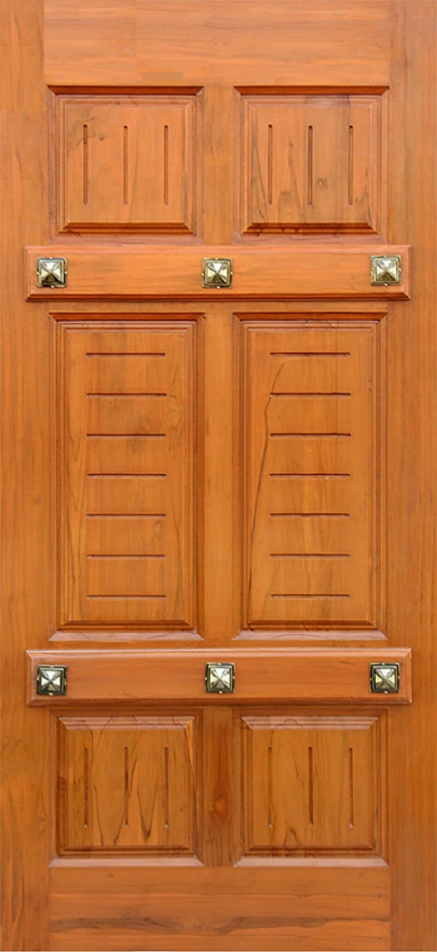 Doors teak wood polished with brass fittings