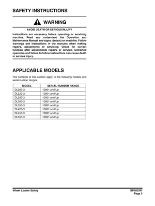 Doosan dl200 3 wheel loader service repair manual | PDF