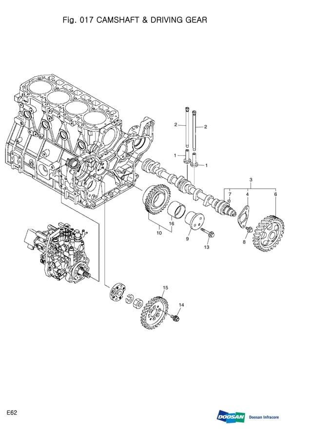Doosan e62 compact excavator parts catalogue manual PDF