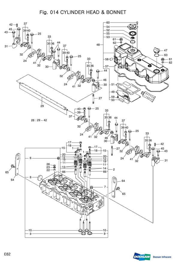 Doosan e62 compact excavator parts catalogue manual PDF