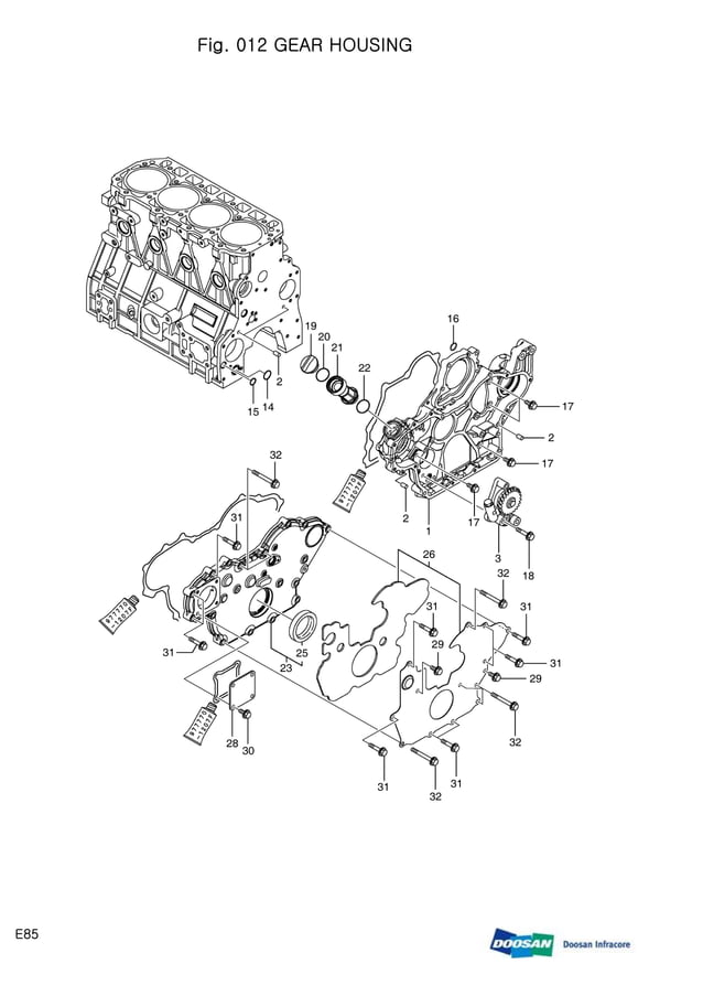 Doosan e85 compact excavator parts catalogue manual PDF