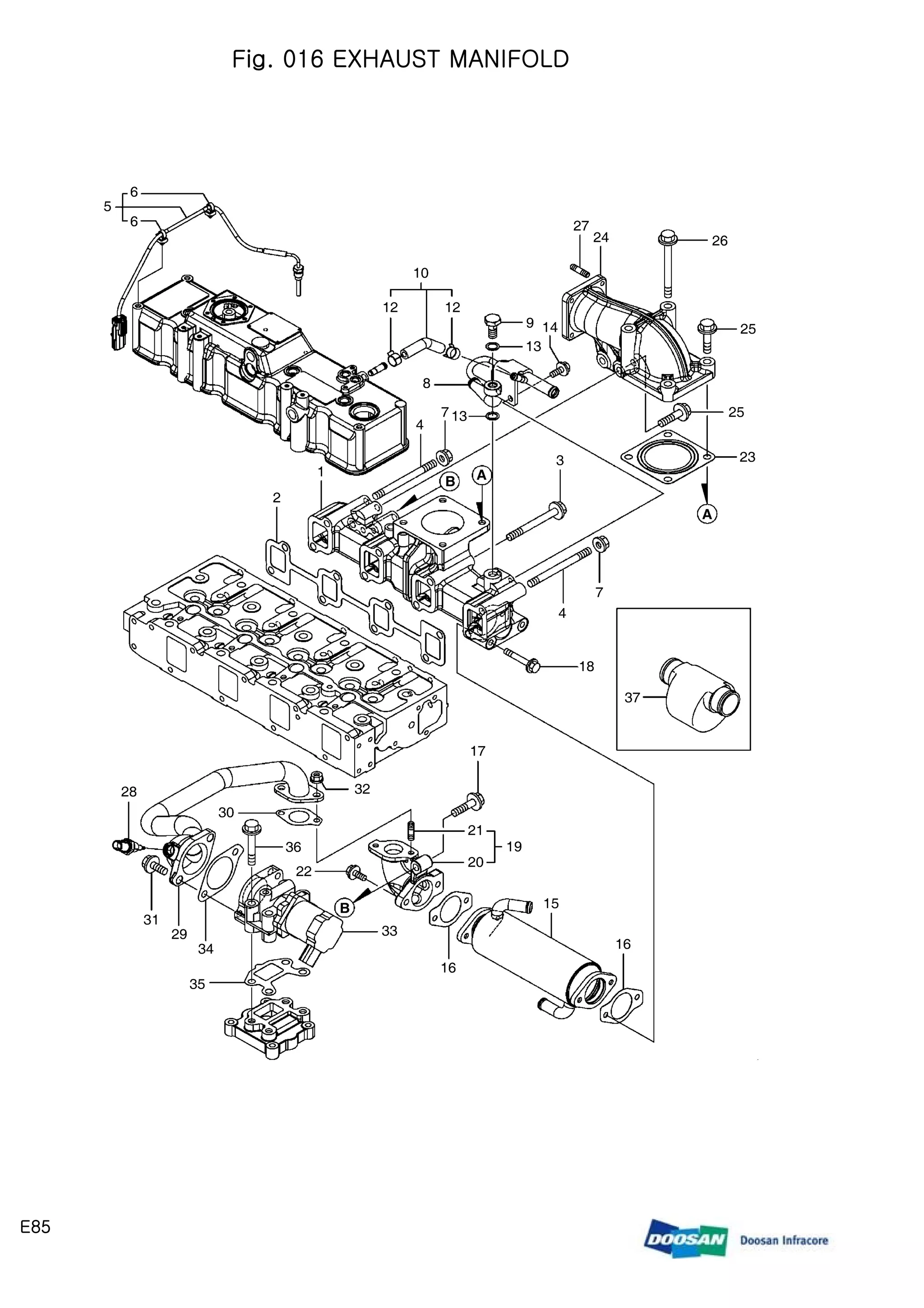 Doosan e85 compact excavator parts catalogue manual PDF
