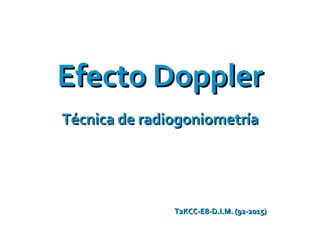 Efecto DopplerEfecto Doppler
Técnica de radiogoniometríaTécnica de radiogoniometría
T2KCC-E8-D.I.M. (92-2015)T2KCC-E8-D.I.M. (92-2015)
 
