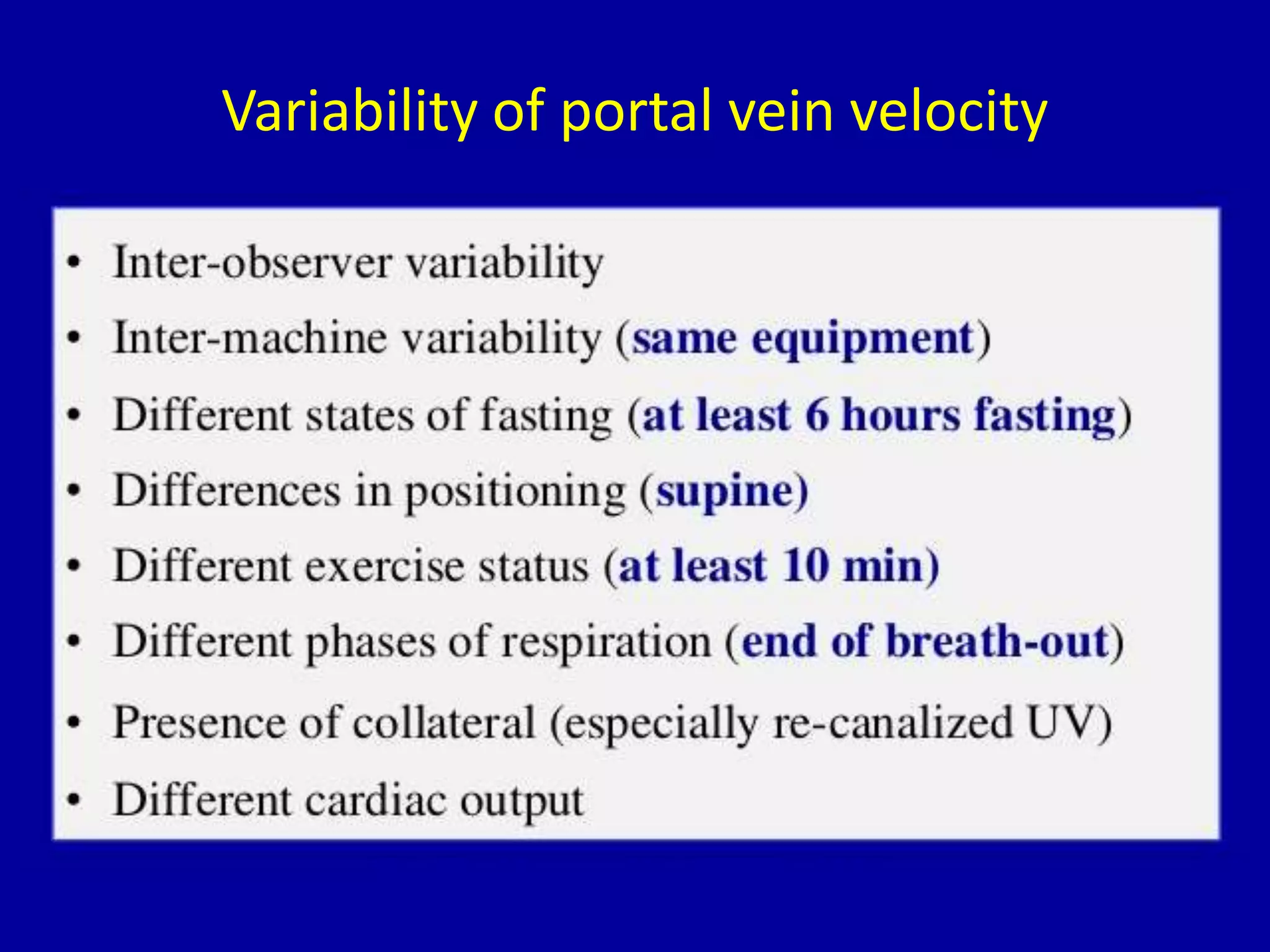 Variability of portal vein velocity
 