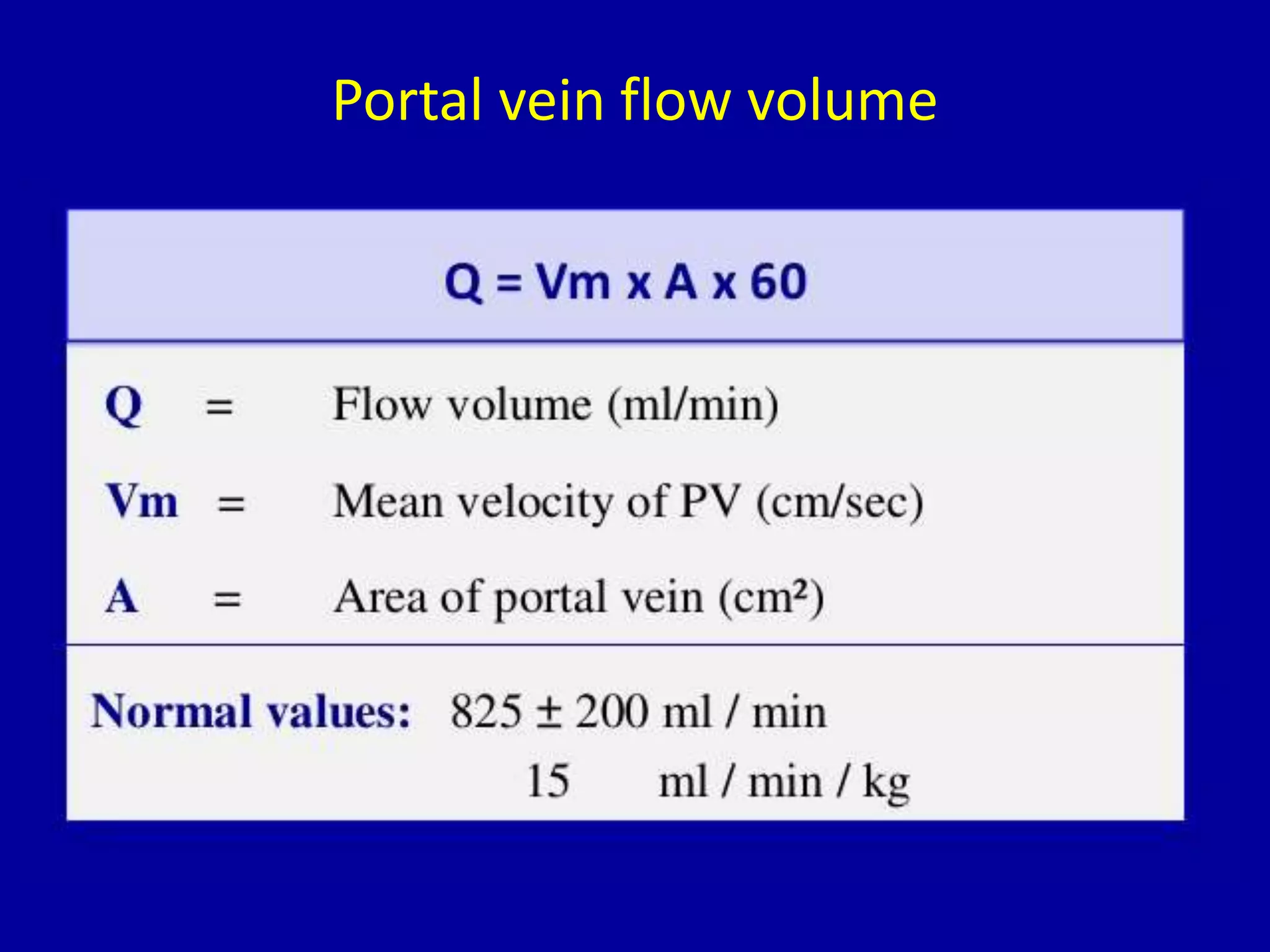 Portal vein flow volume
 