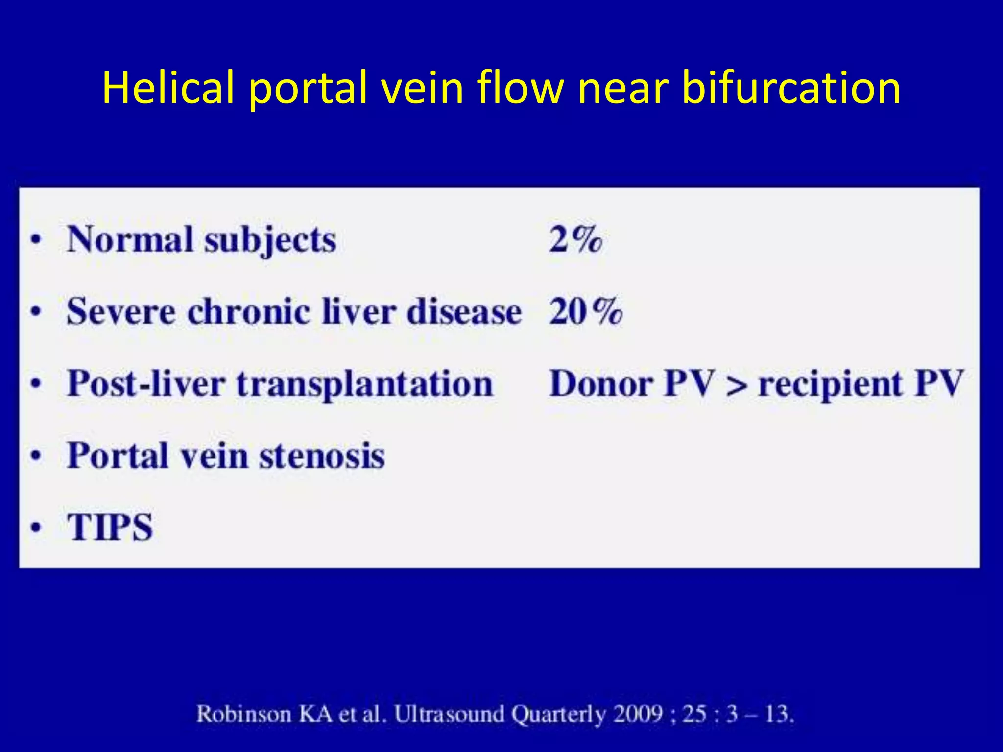 Helical portal vein flow near bifurcation
 