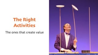 The Right
Activities
The ones that create value
 