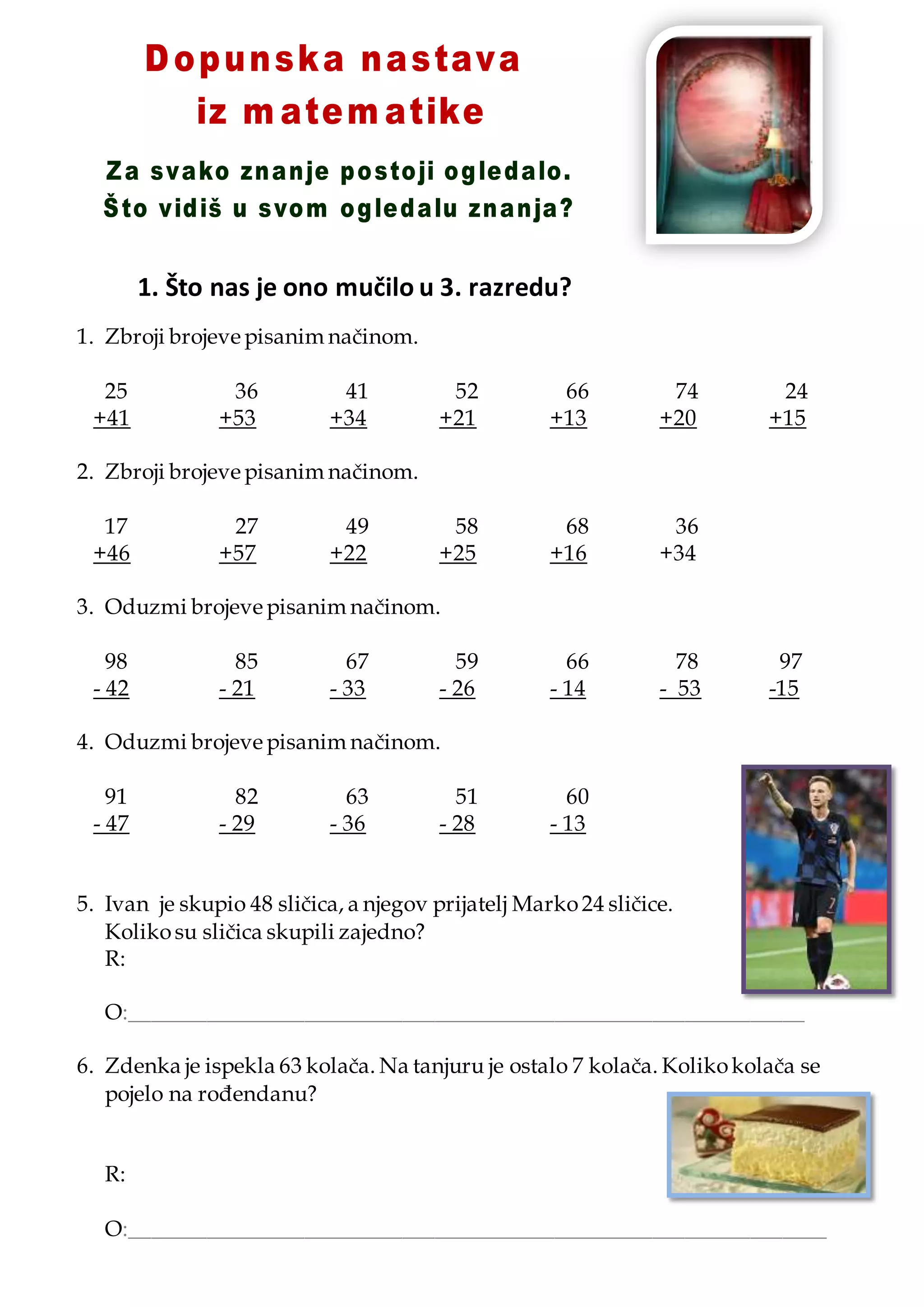 Nastava Dopunska nastava iz matematike | DOCX