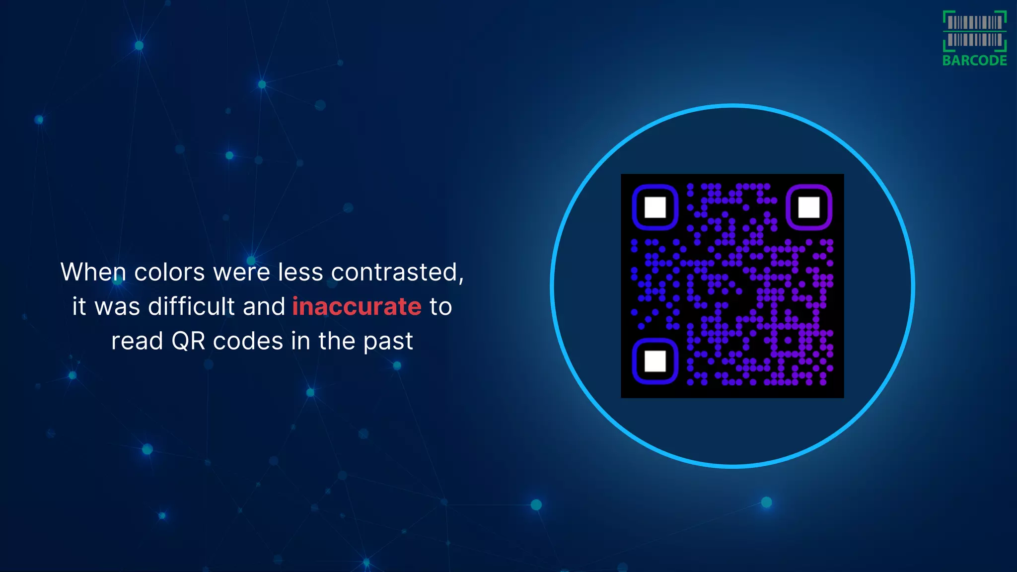 When colors were less contrasted,
it was difficult and inaccurate to
read QR codes in the past
 